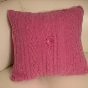 Magaschoni 100% cashmere pink knit sweater pillow + feather insert